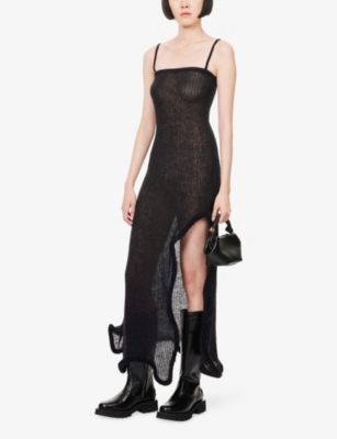Ph5 Womens Black Nalin Wavy Alpaca-blend Midi Dress In Black