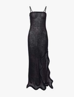 Ph5 Womens Black Nalin Wavy Alpaca-blend Midi Dress