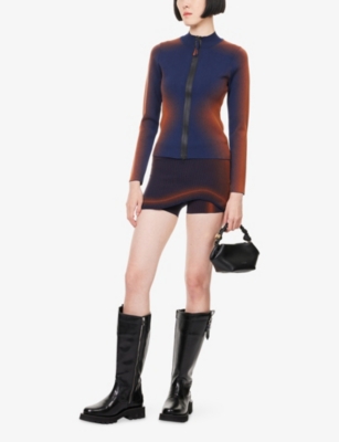Ph5 Womens Masada Brown Heat Tech Graphic-pattern Knit Jacket In Blue