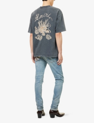 Amiri Mens Black Dragon Oversized Cotton-jersey T-shirt Xxl In Gray