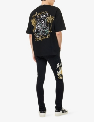Amiri Mens Black Hollywood Oversized Cotton-jersey T-shirt Xl In Black