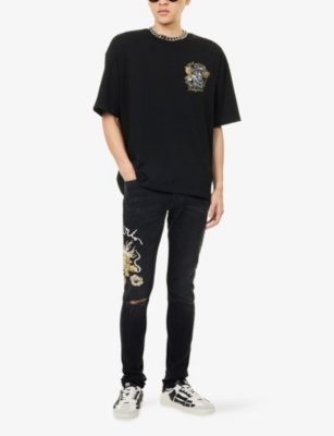 AMIRI: Dragon Repair Tapered-Leg Stretch-Denim Blend Jeans