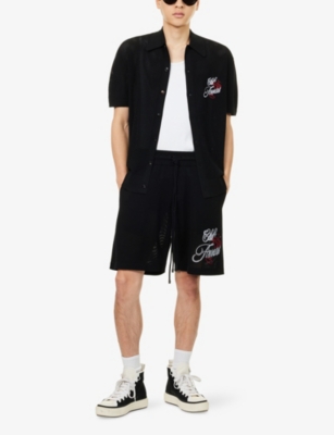 Amiri Embroidered-lettering Shorts In Black