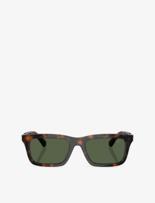 Burberry: BE4475U Rectangle-Frame Tortoiseshell Acetate Sunglasses