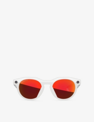 Oakley Womens Grey Ow8002 Hstn Round-frame Meta Ai Glasses In Red