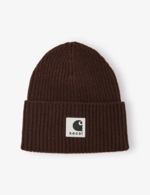 SACAI X CARHARTT WIP: Sacai X Carhartt Logo-Patch Wool-Blend Beanie