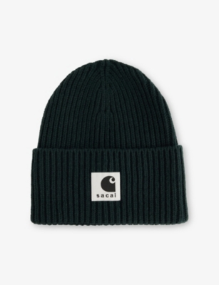 SACAI X CARHARTT WIP: Sacai X Carhartt Logo-Patch Wool-Blend Beanie