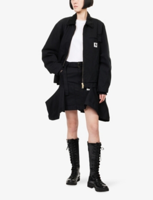 SACAI X CARHARTT WIP: Sacai x Carhartt WIP Duck Asymmetric Cotton Mini Skirt