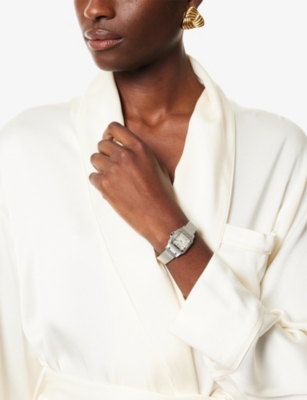 Reselfridges Watches Stainless Steel Pre-loved Cartier Santos Galbee Stainless-steel Quartz Watch In Silver