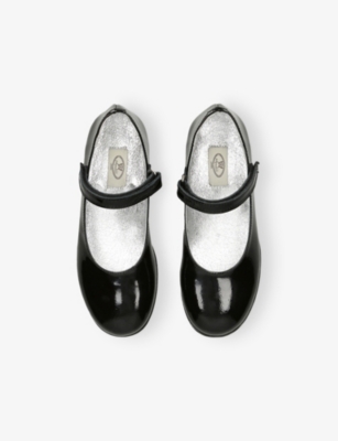 Papouelli Black Evie Velcro Patent Leather Shoes Eur 24 / 7 Uk In Black