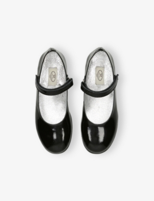 Papouelli Black Evie Velcro Patent Leather Shoes Eur 24 / 7 Uk In Black