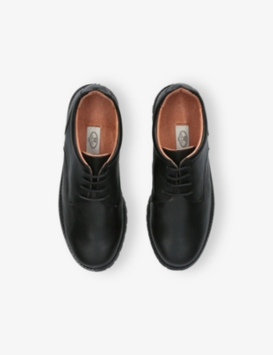 Papouelli Leather Harry School Shoes In Black