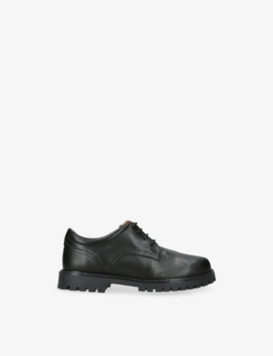 Papouelli Leather Harry School Shoes In Black