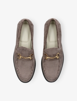 Duke & Dexter Mens Brown Wilde Horsebit Corduroy Penny Loafers Eur 44 / 10 Uk In Gray