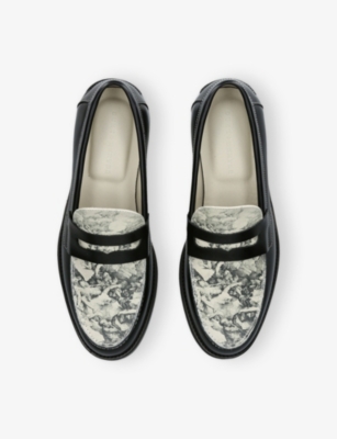 Duke & Dexter Mens Blk/white Wilde Fall Of Giants Penny Leather Loafers Eur 43 / 9 Uk In Black