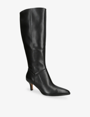 Dolce Vita Auggie Boots Black Leather Pointed Toe Kitten Heel Zogg312 In Black