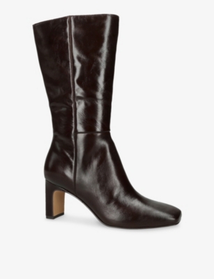 DOLCE VITA: Riggs Patent-Leather Heeled Mid-Calf Boots