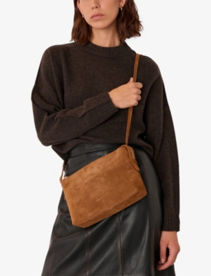 Whistles Womens Tan Kaia Suede Cross-body Bag In Brown