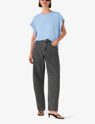 WHISTLES: Short-Sleeved Round-Neck Woven Top