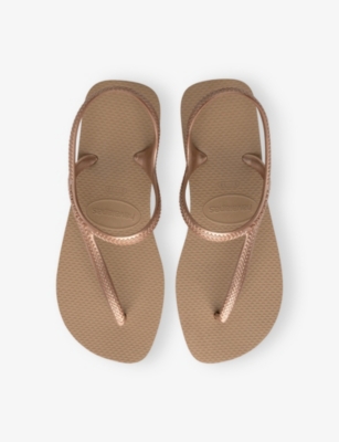 Havaianas Womens Cushioned Footbed Toe-post Thong Sandals In Gold
