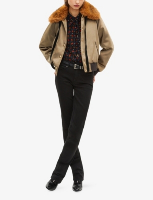 THE KOOPLES: Faux Fur-Collar Tie-Detail Satin Jacket