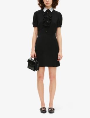 THE KOOPLES: Embroidered-Collar Woven Mini Dress