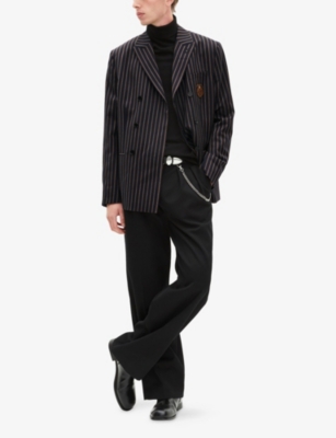 THE KOOPLES: Striped Double-Breasted Wool Blazer