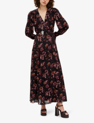 THE KOOPLES: Floral-Print Long-Sleeve Woven Maxi Dress