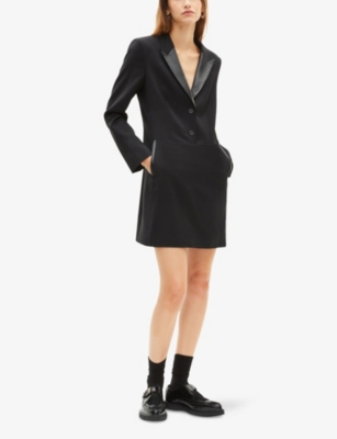 The Kooples Womens Black Tailored Mini Wool Blazer Dress Xs In Black