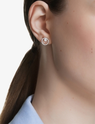 Swarovski Womens Silver Constella Rhodium-plated And Zirconia Stud Earrings In Silver