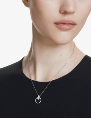 Swarovski Womens  Constella Rhodium-plated And Zirconia Pendant Necklace In Silver