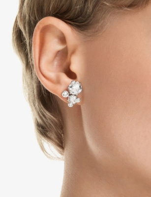 Swarovski Womens Silver Constella Rhodium-plated And Zirconia Stud Earrings In Silver