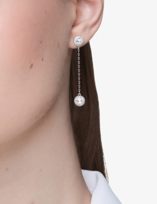 Swarovski Womens Silver Una Rhodium-plated And Zirconia Stud Earrings In Silver