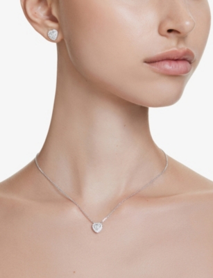SWAROVSKI: Heart Rhodium-Plated And Zirconia Pendant Necklace