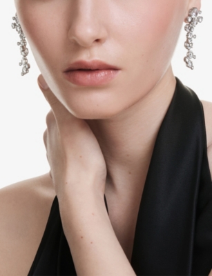 Swarovski Womens Silver Constella Rhodium-plated And Zirconia Drop Earrings In Silver