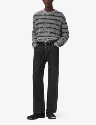 Allsaints Stripe Dissolved Sweater In Gray