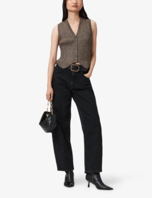 ALLSAINTS: Cruz Shine Slim-Fit Metallic-Knit Waistcoat