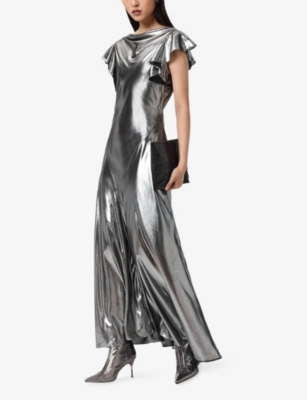 Floral Metallic Woven Maxi Dress