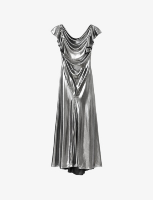 Floral Metallic Woven Maxi Dress