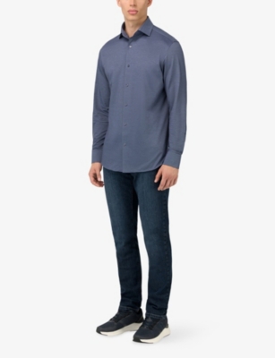 Boggi Mens Indigo Regular-fit Japanese Jersey Polo Shirt In Blue