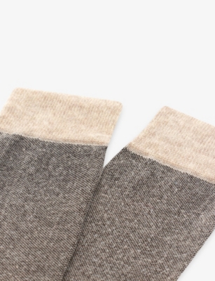 Boggi Milano Ens Brown Oxford Stretch-cotton Socks In Multi
