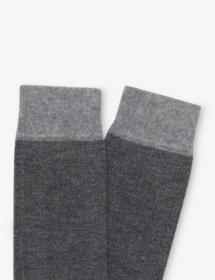 Boggi Milano Ens Grey Oxford Stretch-cotton Socks In Gray