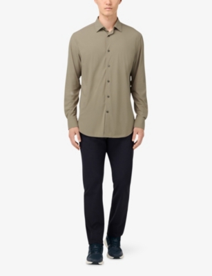 Boggi Mens Beige Slim-fit Stretch-nylon Shirt In Gray