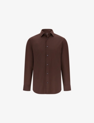 Boggi Mens Brown Slim-fit Stretch-nylon Shirt In Black