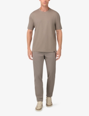 Boggi Mens Taupe Short-sleeved Crewneck Stretch-cotton T-shirt In Neutral