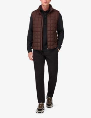 Boggi Milano Ens Brown High-neck Quilted Shell-down Gilet Xl In Brown