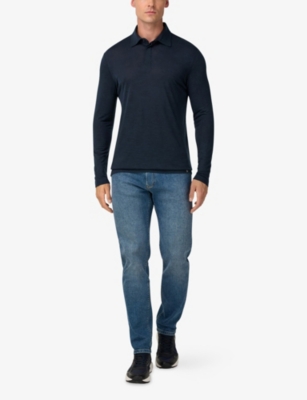 BOGGI MILANO: Long-Sleeved Wool-Blend Polo Shirt