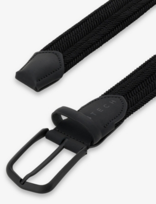 Boggi Mens Black Branded Woven Belt In Black