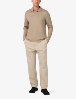 BOGGI MILANO: Logo-Embroidered Long-Sleeve Cotton Polo