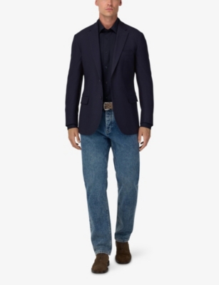 BOGGI MILANO: Herringbone Single-Breasted Stretch-Wool Jacket